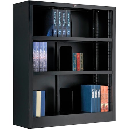 GLOBAL INDUSTRIAL All Steel Bookcase 36 W x 12 D x 42 H Black 3 Openings 277440BK